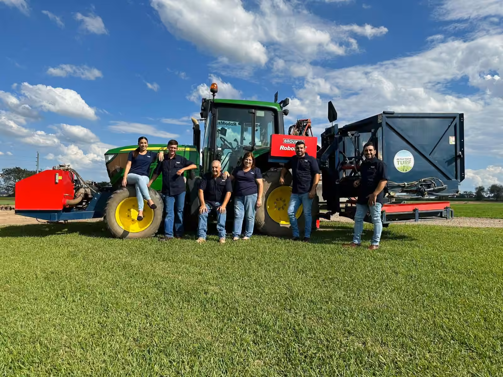 AYRT team with turf farm machinery